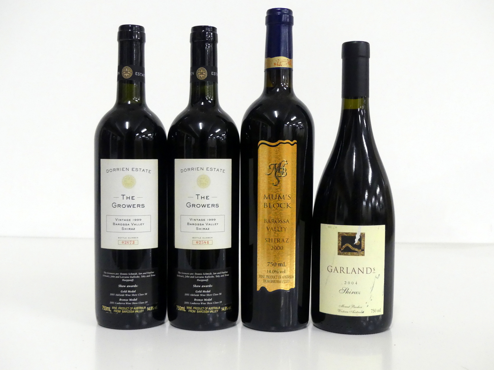 2 bts Dorrien Estate The Growers Shiraz 1999 Barossa vts 1 bt Garlands Shiraz 2004 Mount Barker i.