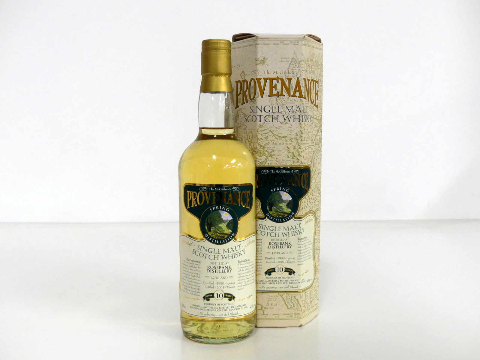 1 70-cl bt Rosebank 10YO Lowland Single Malt Scotch Whisky distilled Spring 1990, bottled Winter