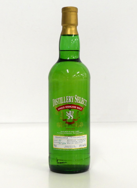 1 70-cl bt Distillery Select Craiglodge Peated Single Highland Malt Scotch Whisky distilled 2001,