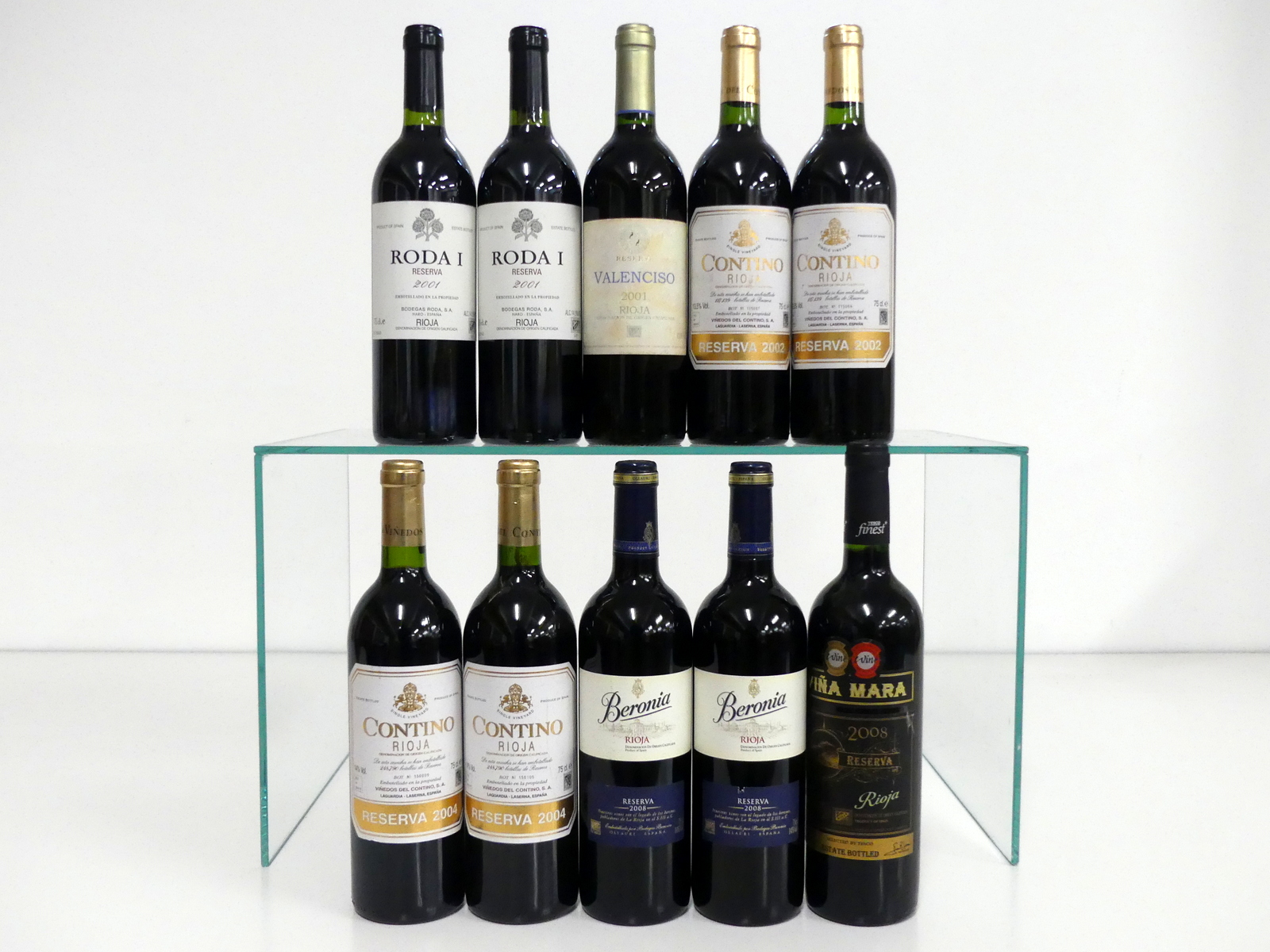 2 bts Roda 1 Rioja Reserva 2001 i.n 1 bt Valenciso Rioja Reserva 2001 i.n, sl stl 2 bts Contino