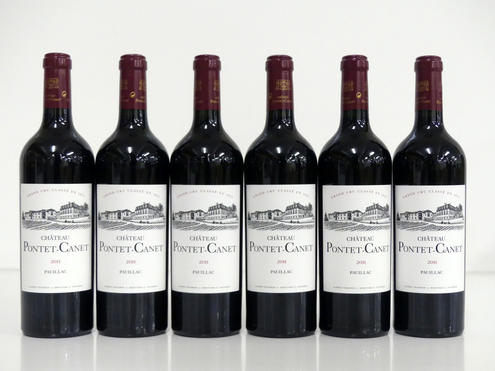 6 bts Ch. Pontet-Canet 2011 owc Pauillac, 5me Cru Classé i.n, OT writing on owc