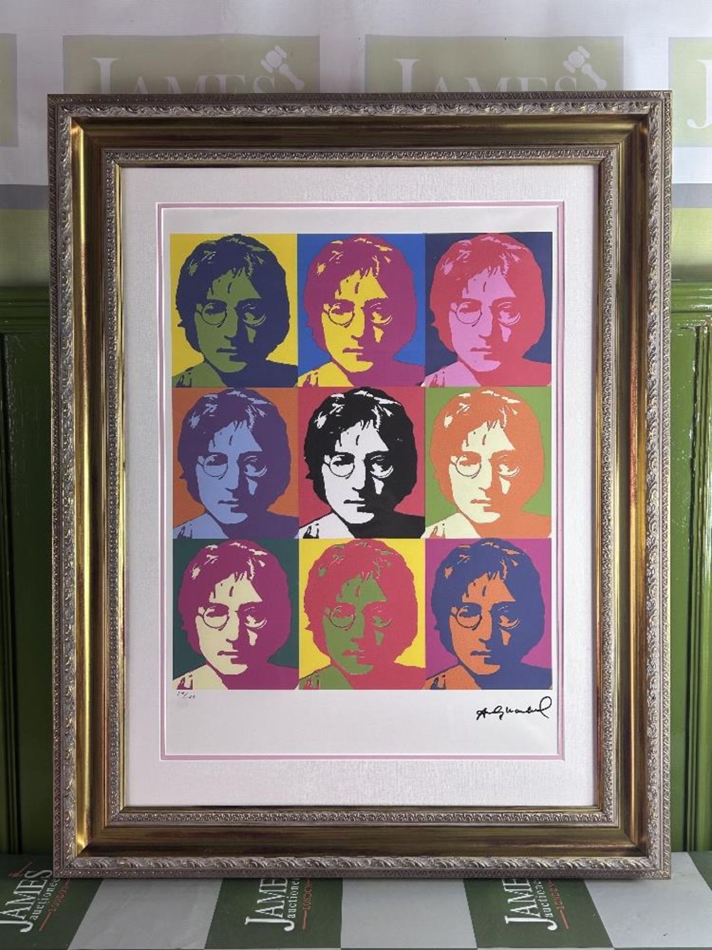 Andy Warhol-(1928-1987) "John Lennon" Nine Face Numbered Lithograph - Image 3 of 3