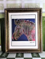 Andy Warhol-(1928-1987) "Endangered Species Zebra" Lithograph