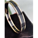 Hermes Paris Edition Rose Gold Plated Enamel & Black Monogram Bangle