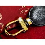 Must De Cartier Paris Gold Plated & Leather Key Ring