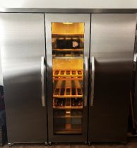 John Lewis Slim Depth Wine Cabinet Triple Fridge Freezer Stainless Steel Ref: JLWFF1552