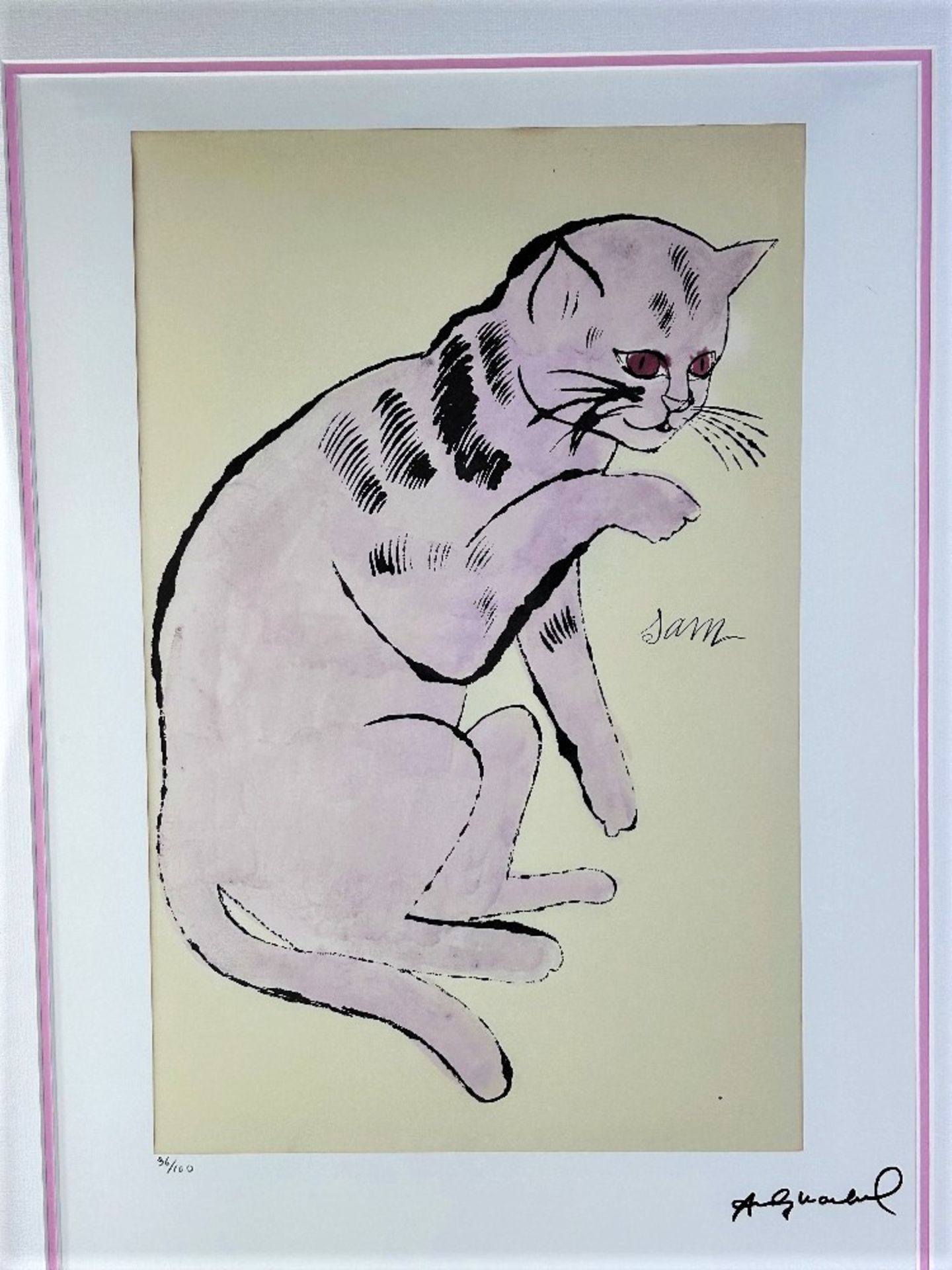 Andy Warhol-(1928-1987) "Pink Sam" Numbered Lithograph - Image 2 of 7