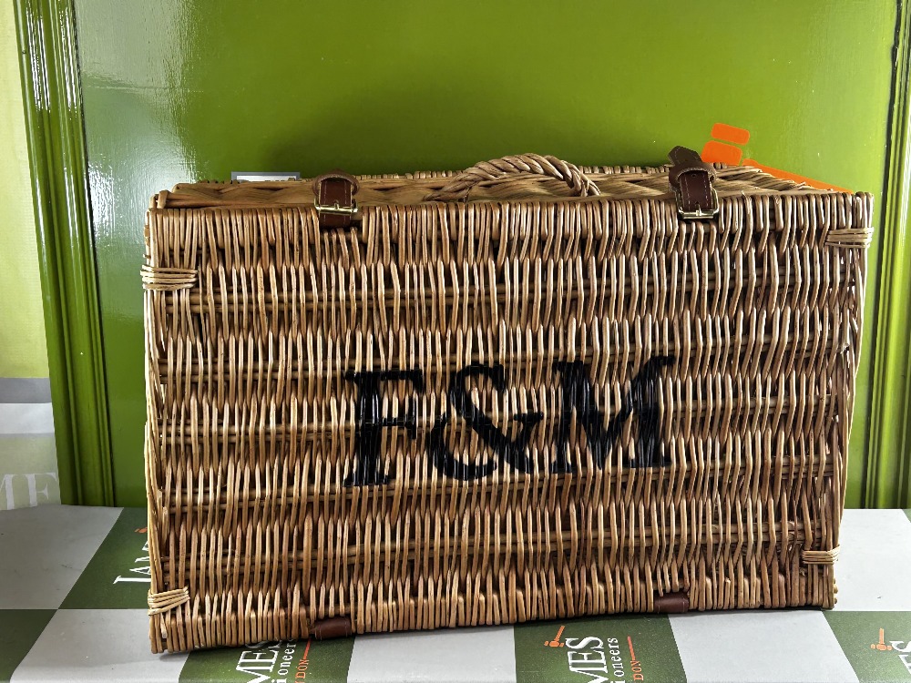 F&M Wicker Hamper With Leather Straps