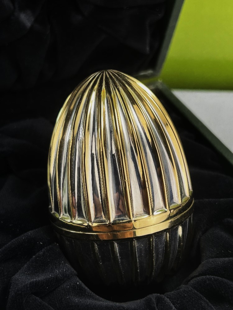 Fabergé Solid Silver & Gold Plate Egg With Diamond Lily Of The Valley Brooch - Image 4 of 9