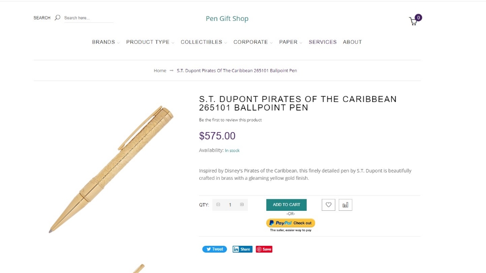 S.T. Dupont Pirates Of The Caribbean Ballpoint Gold Plated Pen - Image 7 of 7