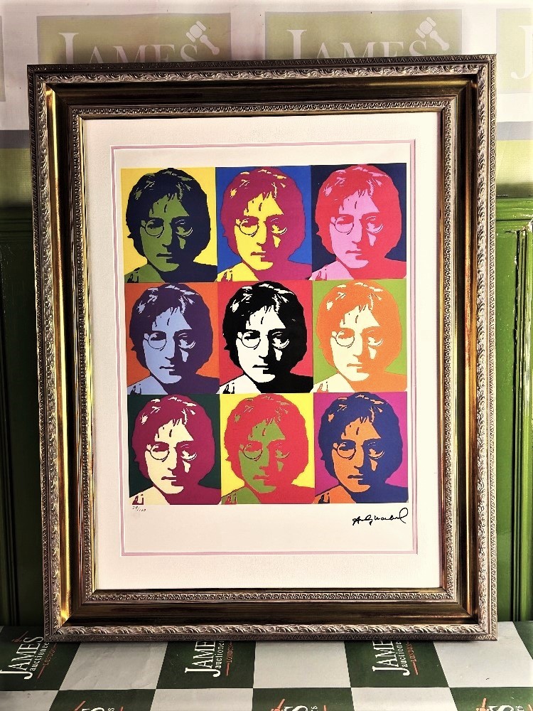 Andy Warhol-(1928-1987) "John Lennon" Nine Face Numbered Lithograph - Image 3 of 3