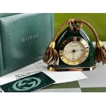 Classic Vintage Gucci Green and Gold Desk Clock