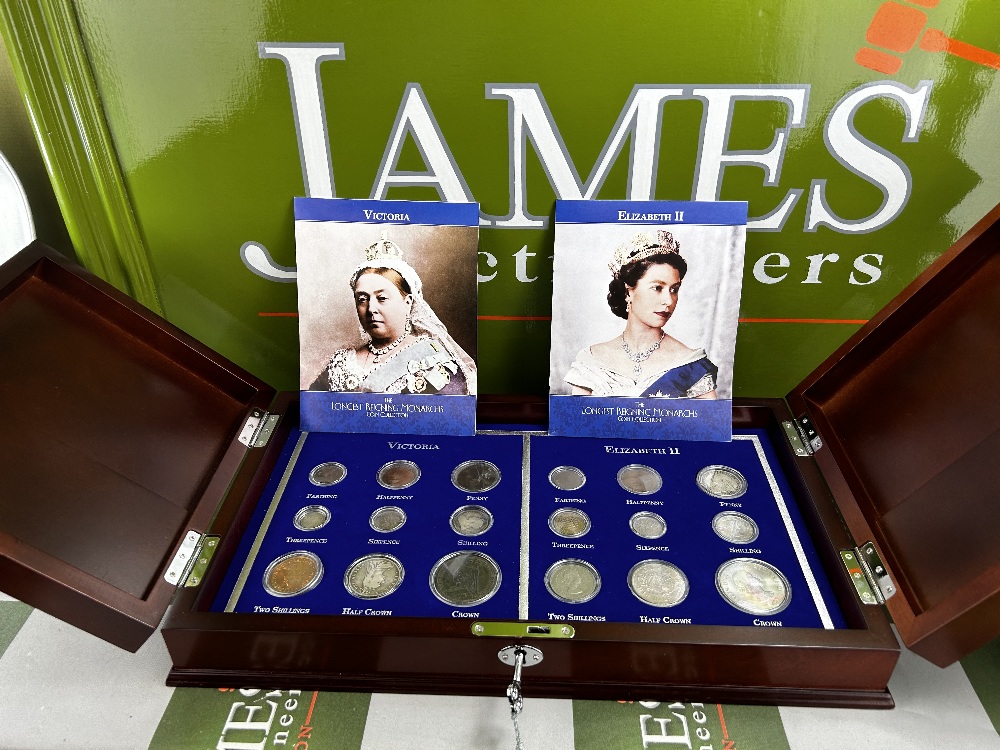 Danbury Mint Victoria and Elizabeth II Authentic Coin collection. - Image 7 of 8