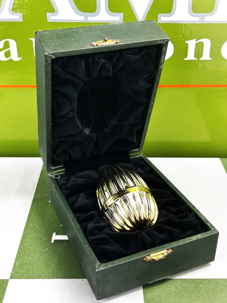 Fabergé Solid Silver & Gold Plate Egg With Diamond Lily Of The Valley Brooch - Image 3 of 9