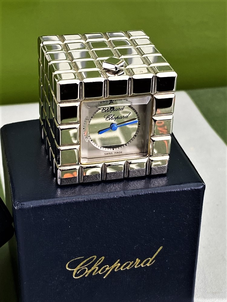 Chopard Ice Cube Travel / Desk Clock Gold/Ice Edition - Image 7 of 7