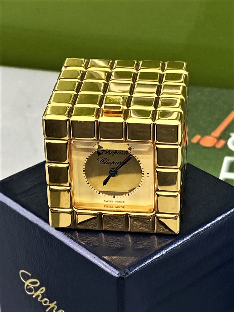 Chopard Ice Cube Travel / Desk Clock Gold/Champagne Edition - Image 5 of 8