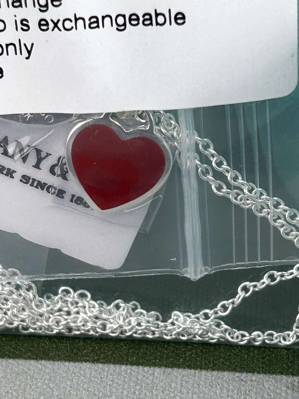 Tiffany &#038; Co &#8220;Return To&#8221; Necklace Silver Mini Double Heart Red Pendant - Image 3 of 5