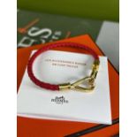 Hermes Paris Jumbo Red Leather Classic Bracelet