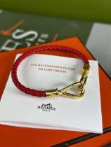 Hermes Paris Jumbo Red Leather Classic Bracelet