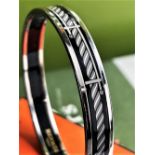 Hermes Paris Silver &#038; Monogram Rope Enamel Bangle