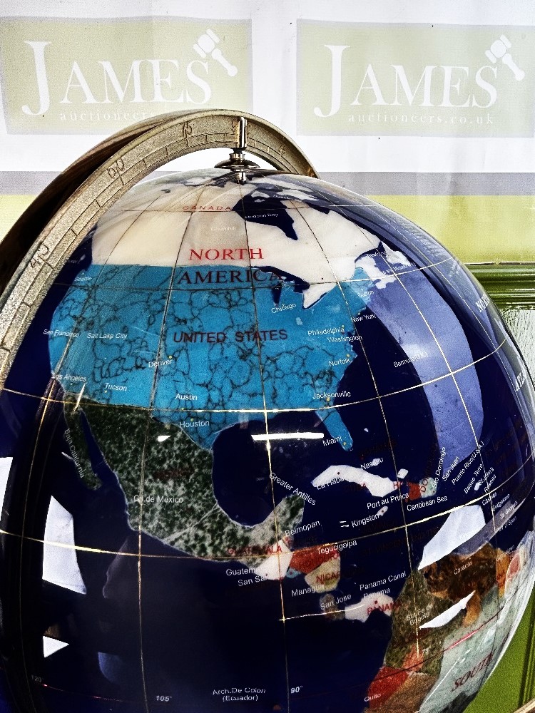 Osbourne Gemstone World Globe Atlas On Brass Stand-Large Edition!-Rrp £2k. - Image 7 of 10