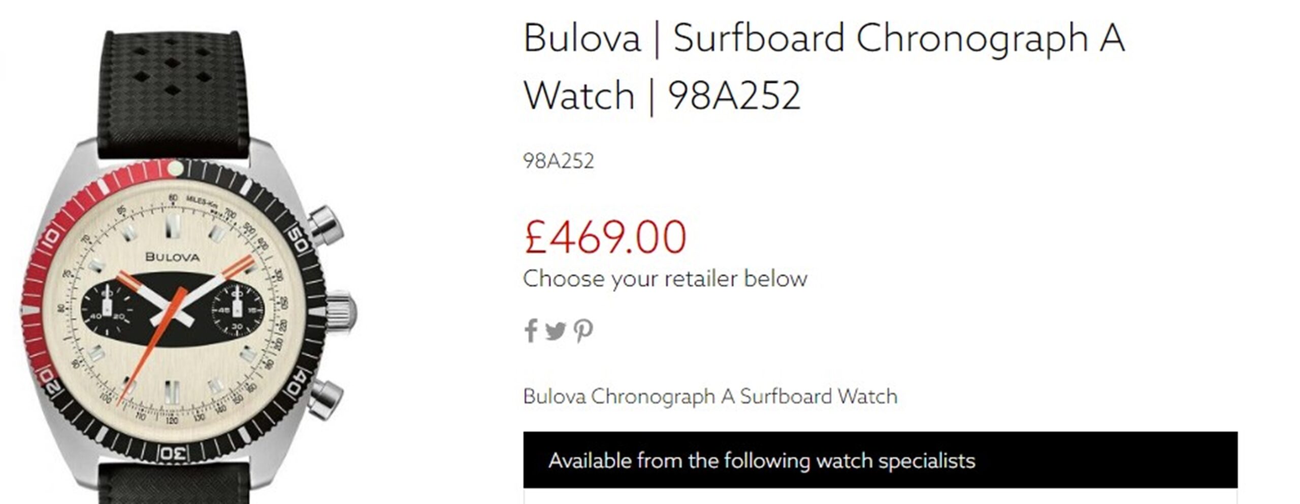 Bulova Archive Series Surfboard Chronograph Watch - Image 8 of 8