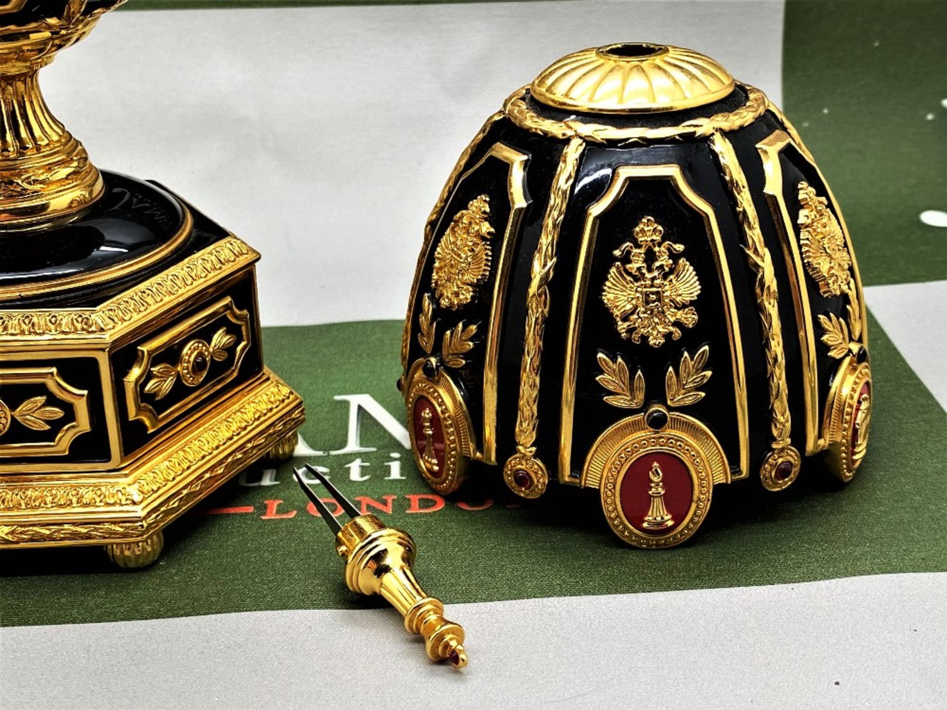 Faberge 24 Ct Gold- The Imperial Jeweled Egg Chess Set - Image 6 of 6