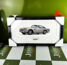 British Auto Legends -Aston Martin DB5 Framed Picture &#038; 1st Class Stamp Montage.