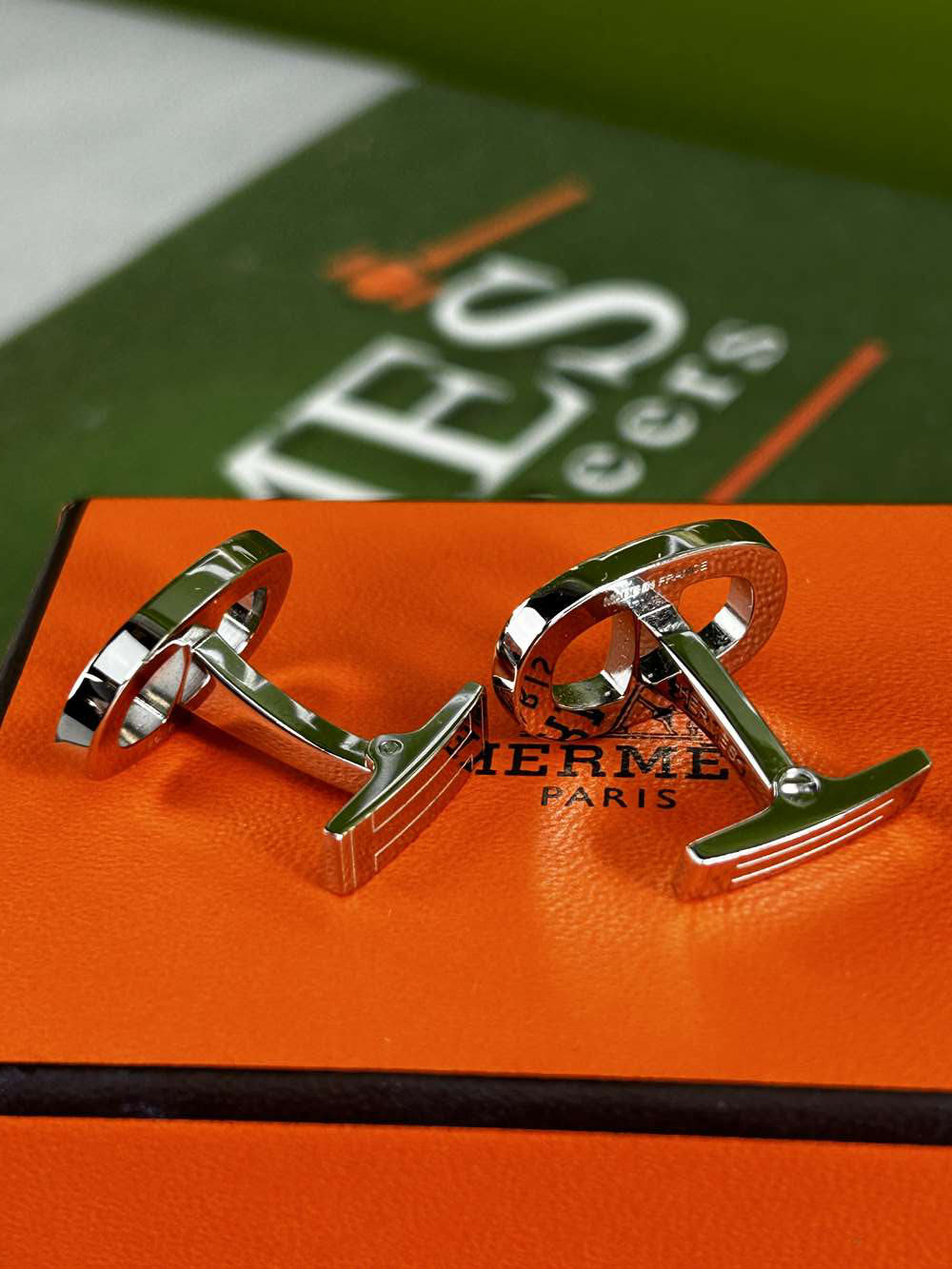 Hermes Paris Chaine D&#8217;ancre Enamel Cufflinks - Image 5 of 6