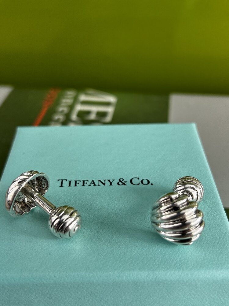 Tiffany &#038; Co. Solid Sterling Silver Shell Cufflinks 925 Vintage - Image 3 of 6