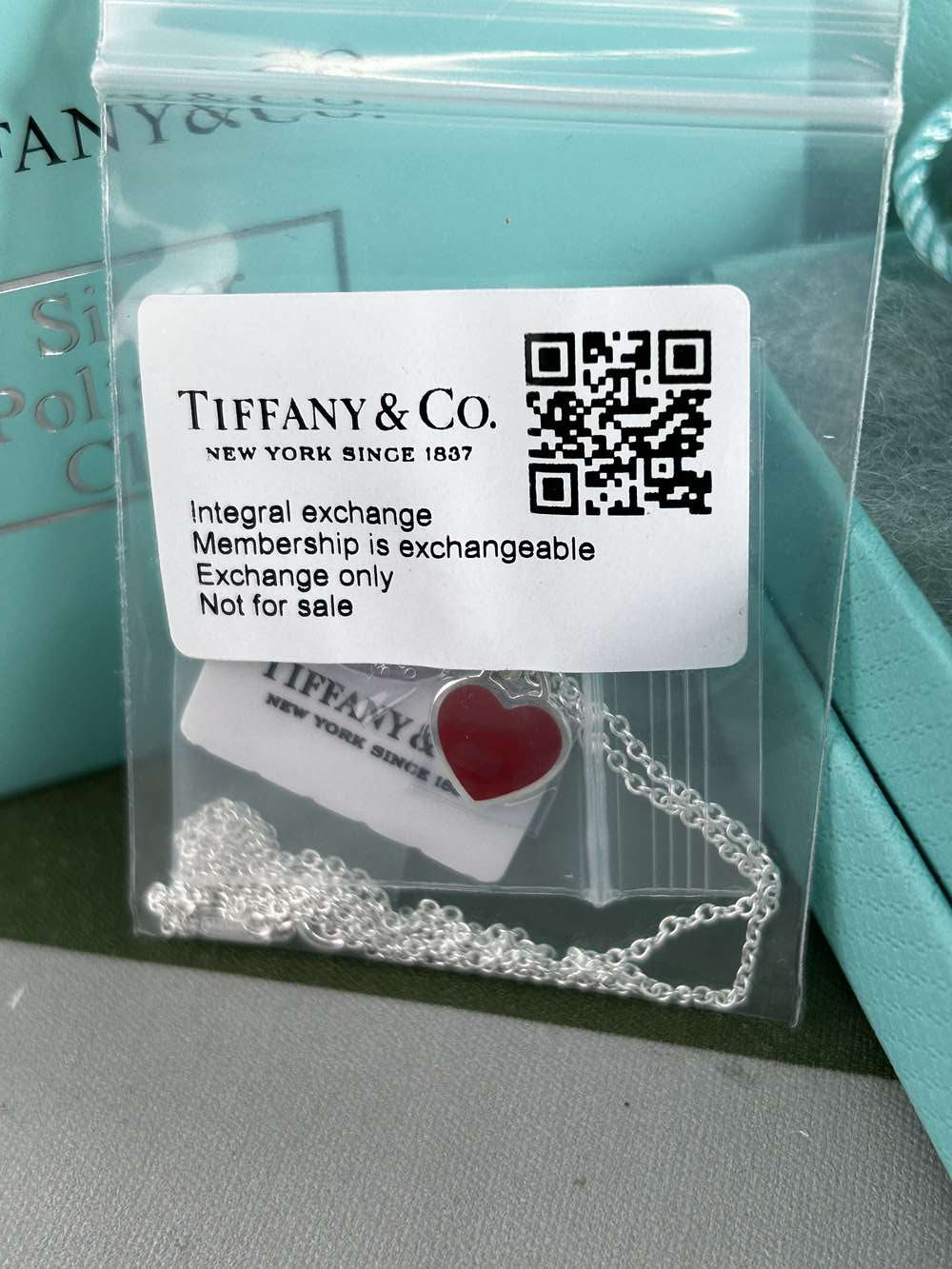 Tiffany &#038; Co &#8220;Return To&#8221; Necklace Silver Mini Double Heart Red Pendant - Image 2 of 5