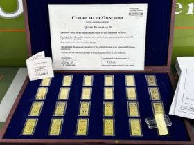 Queen Elizabeth II 2022 Gold Plated Ingot Set of 24 Windsor Mint Gold Plated Collection