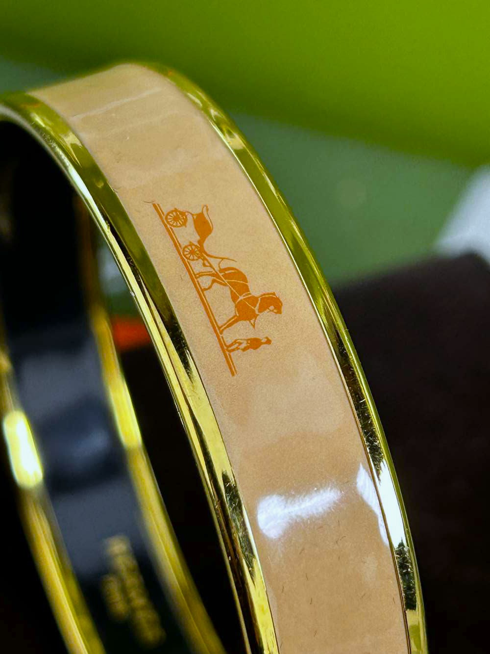 Hermes Paris Classic Enamel Monogram Crème Bracelet - Image 7 of 8