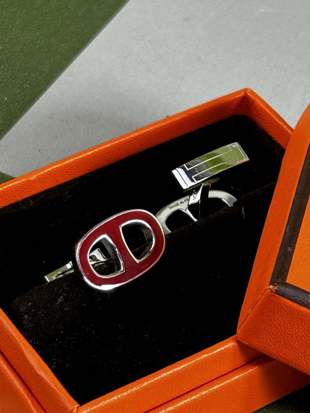 Hermes Paris Chaine D&#8217;ancre Enamel Cufflinks - Image 3 of 6