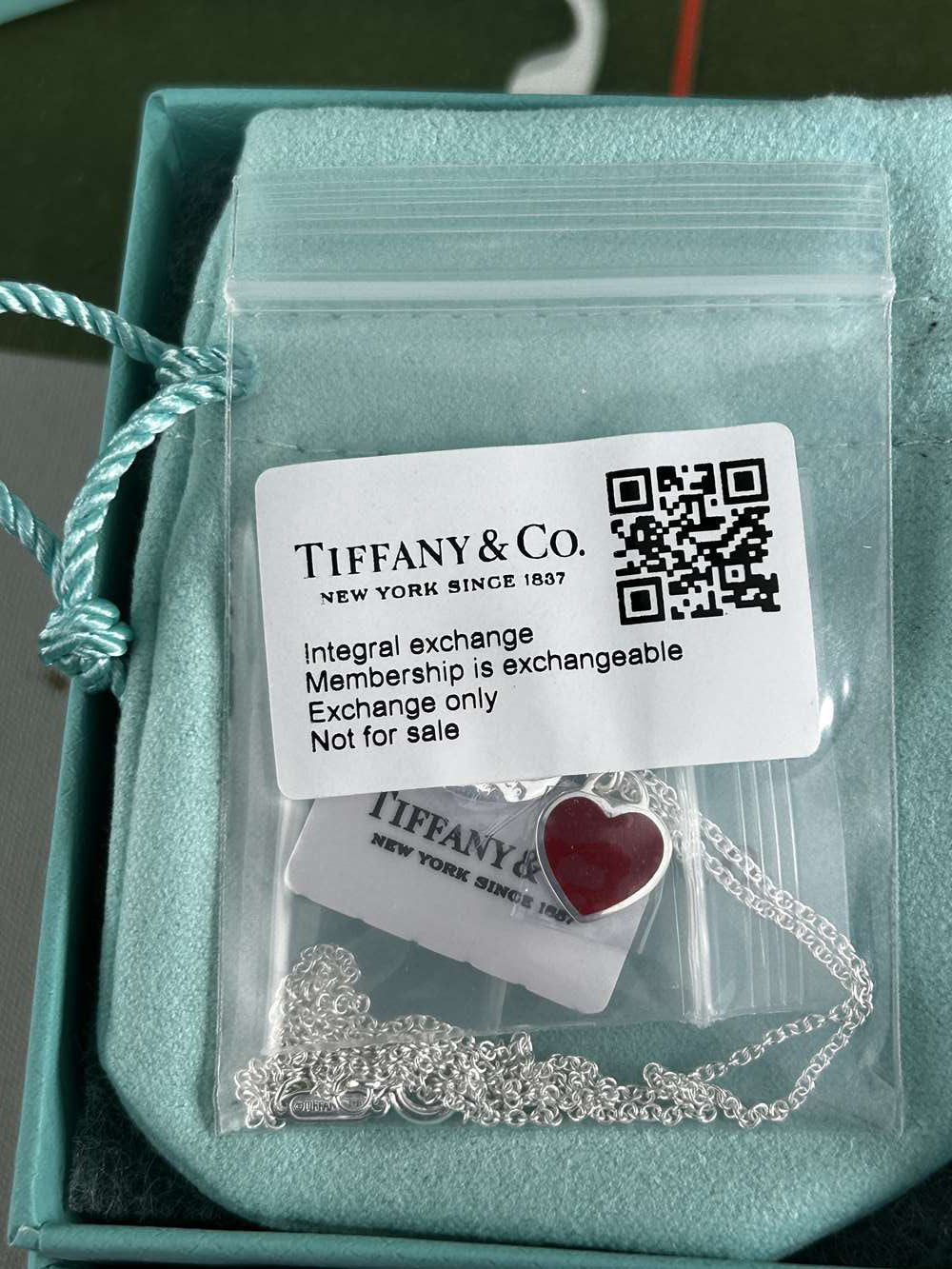 Tiffany &#038; Co &#8220;Return To&#8221; Necklace Silver Mini Double Heart Red Pendant - Image 5 of 5