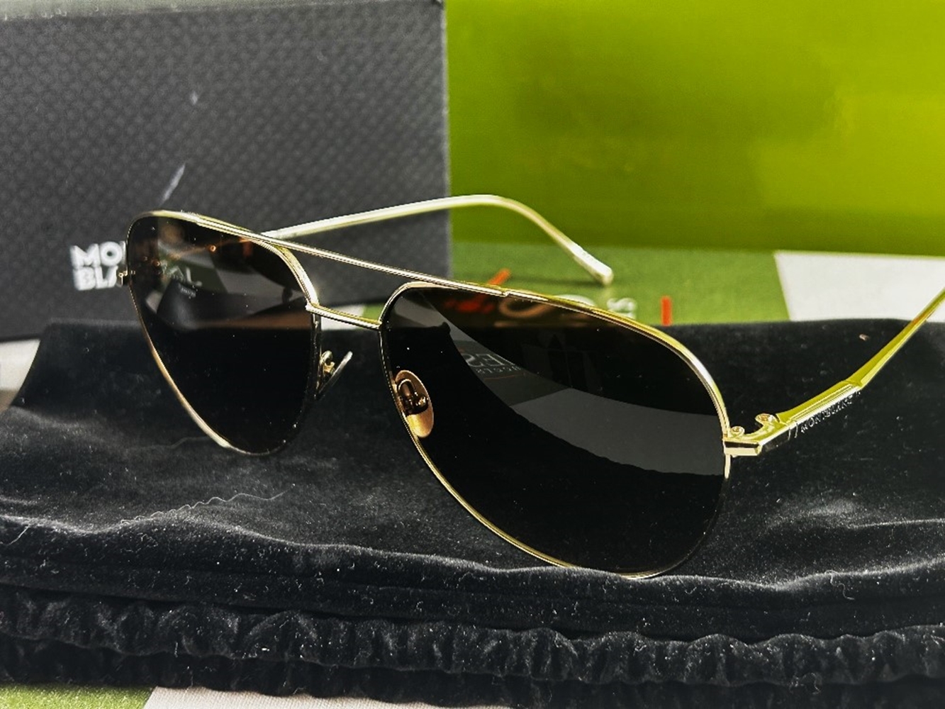 Montblanc Titanium Gold Plated Aviator Sunglasses - Image 7 of 7