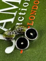 Vintage Nickel &#038; Onyx Cufflinks