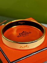 Hermes Paris Classic Enamel Monogram Crème Bracelet