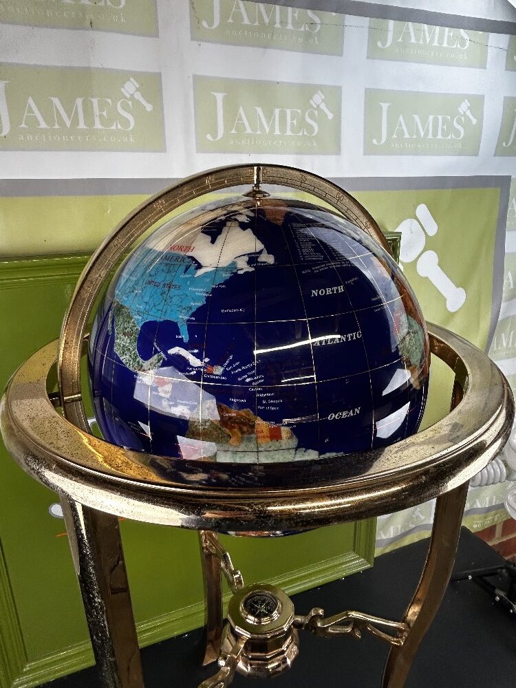 Osbourne Gemstone World Globe Atlas On Brass Stand-Large Edition!-Rrp £2k. - Image 6 of 10