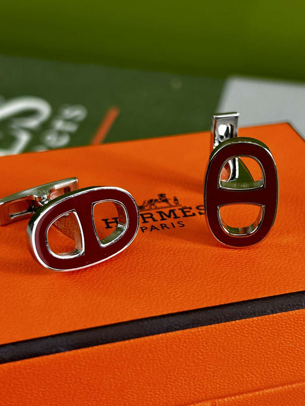 Hermes Paris Chaine D&#8217;ancre Enamel Cufflinks - Image 4 of 6