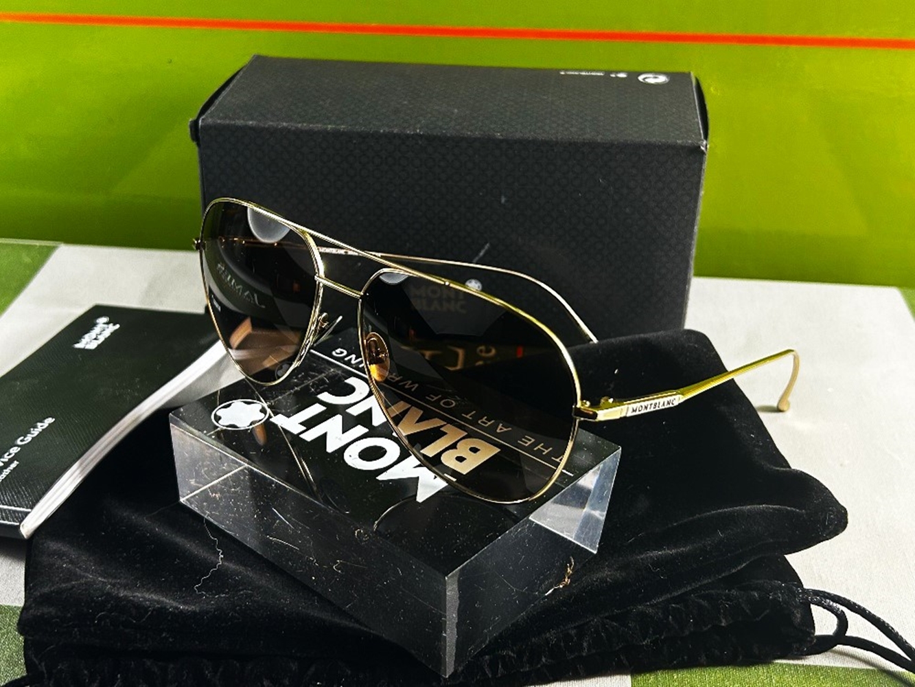 Montblanc Titanium Gold Plated Aviator Sunglasses - Image 2 of 7