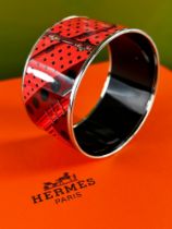 Hermes Paris Wide Enamel Monogram Bracelet