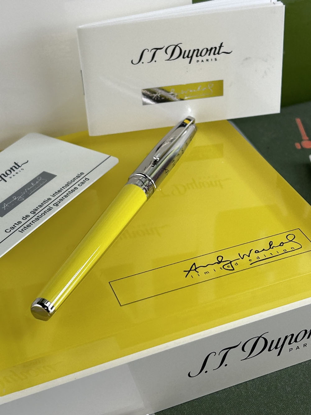 SOLD VIA BUY IT NOW PLEASE DO NOT BID-Rare St Dupont Andy Warhol Fountain Pen Yellow Box & Papers - Image 8 of 13