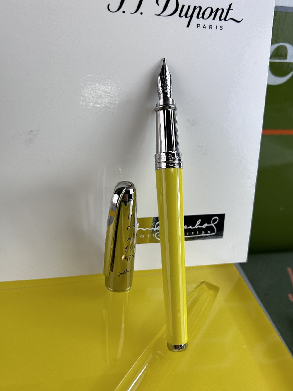 SOLD VIA BUY IT NOW PLEASE DO NOT BID-Rare St Dupont Andy Warhol Fountain Pen Yellow Box & Papers - Image 10 of 13
