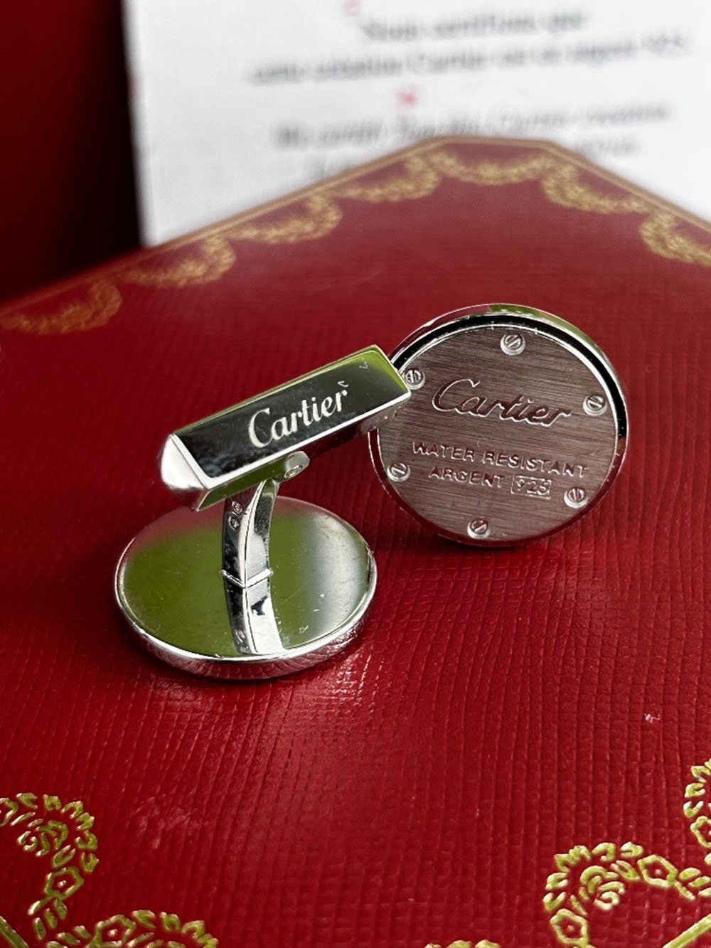 Cartier Paris Water Resistant 925 Silver Cufflinks - Image 5 of 7