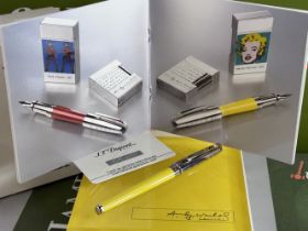 SOLD VIA BUY IT NOW PLEASE DO NOT BID-Rare St Dupont Andy Warhol Fountain Pen Yellow Box & Papers