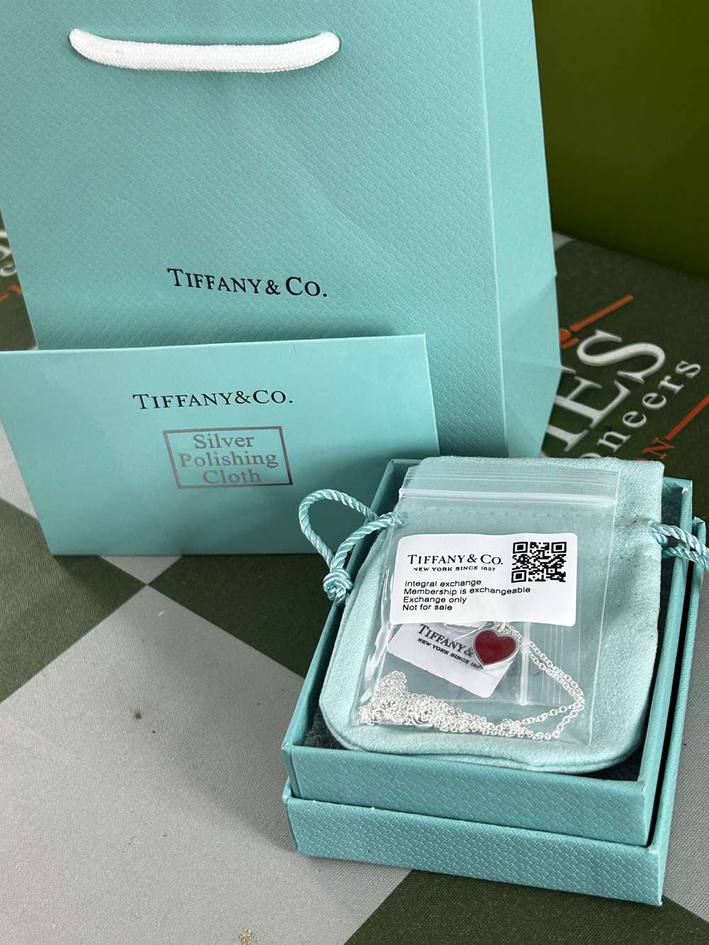 Tiffany & Co Return To Necklace Silver Mini Double Heart Red Pendant - Image 4 of 5