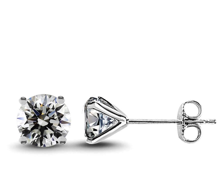 1.18 Carat Round Cut D/VS1 Diamond Stud Earrings Set In 14 Carat White Gold - Image 2 of 8