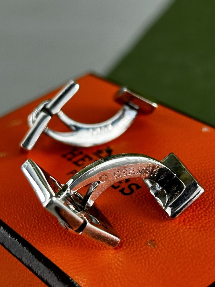 Hermes Paris Very Examples of the Roladex Solid Silver Cufflinks Circa 80`s - Image 3 of 4
