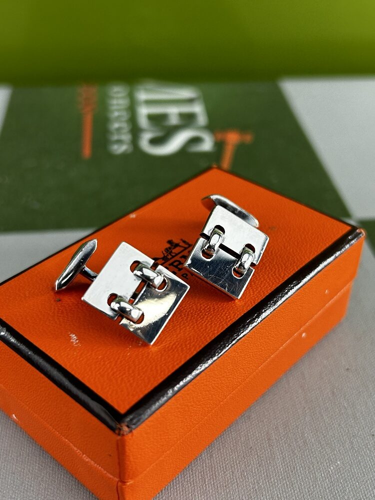 Hermes Paris Very Examples of the Roladex Solid Silver Cufflinks Circa 80`s - Image 4 of 4